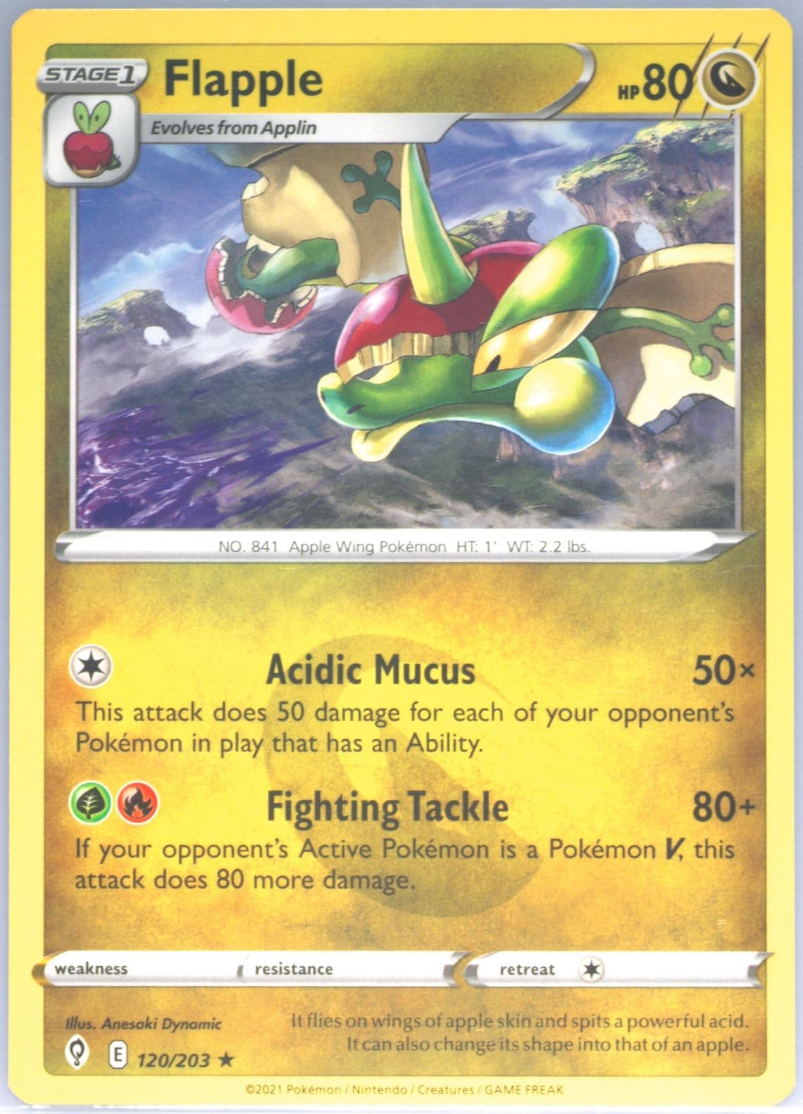 Flapple (120) 2021 Pokemon Sword & Shield Evolving Skies