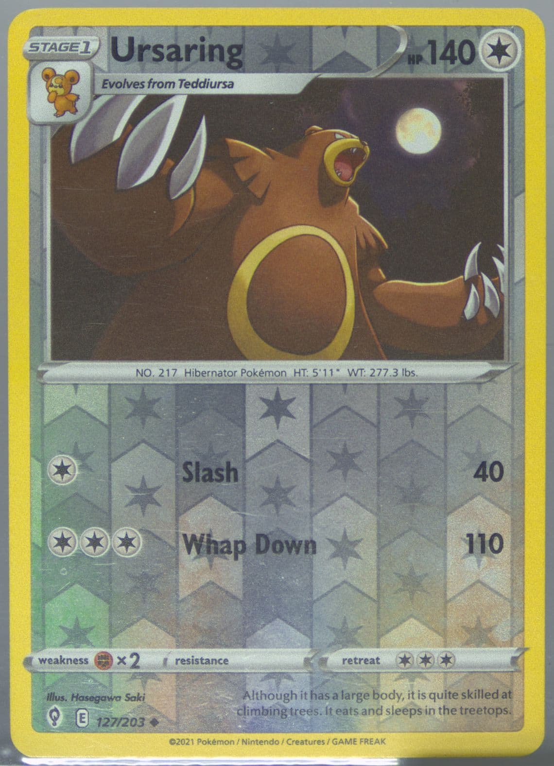 Ursaring-Reverse Foil (127) 2021 Pokemon Sword & Shield Evolving Skies