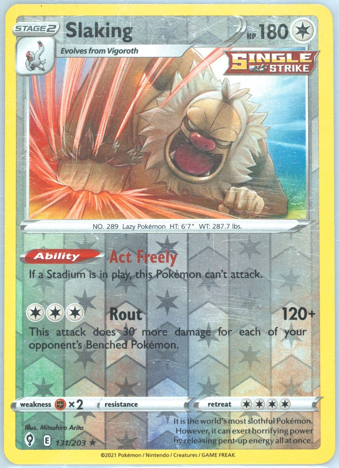 Slaking-Reverse Foil (131) 2021 Pokemon Sword & Shield Evolving Skies