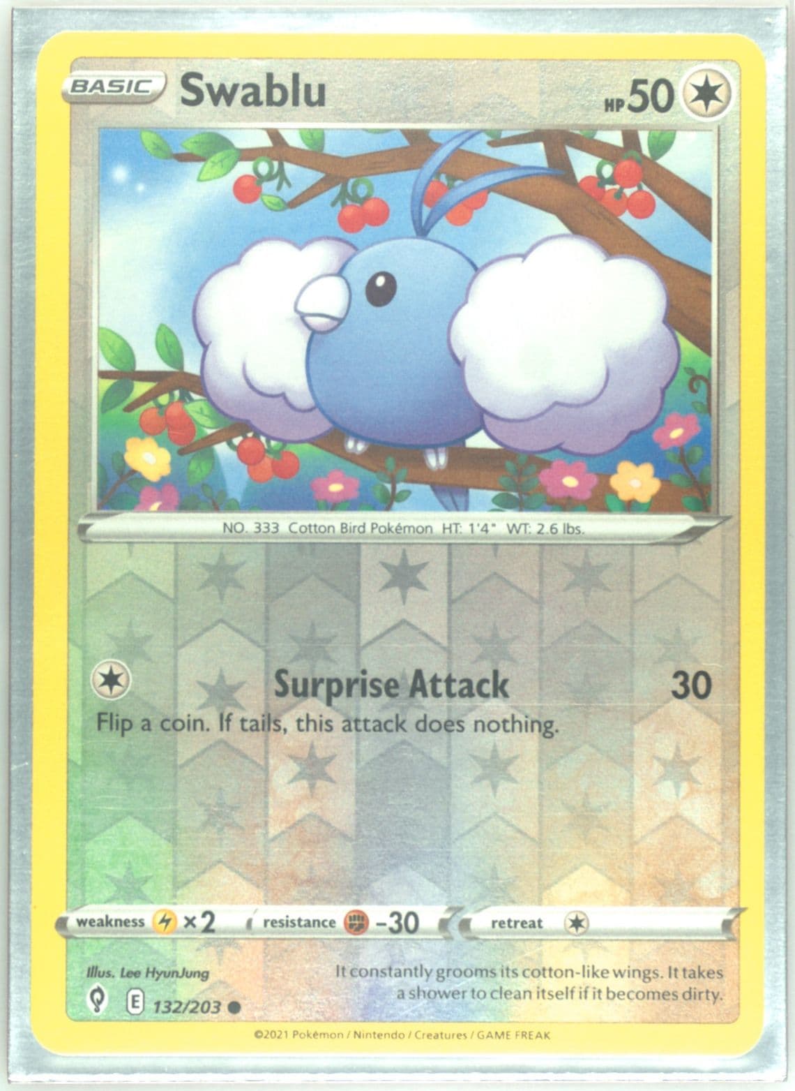 Swablu-Reverse Foil (132) 2021 Pokemon Sword & Shield Evolving Skies