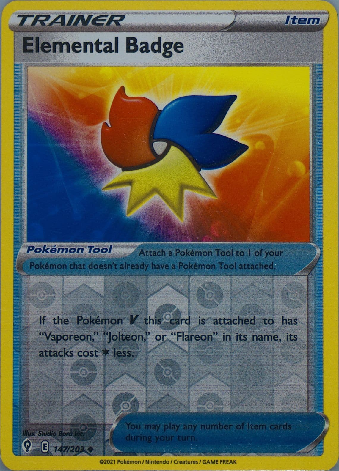 Elemental Badge-Reverse Foil (147) 2021 Pokemon Sword & Shield Evolving Skies