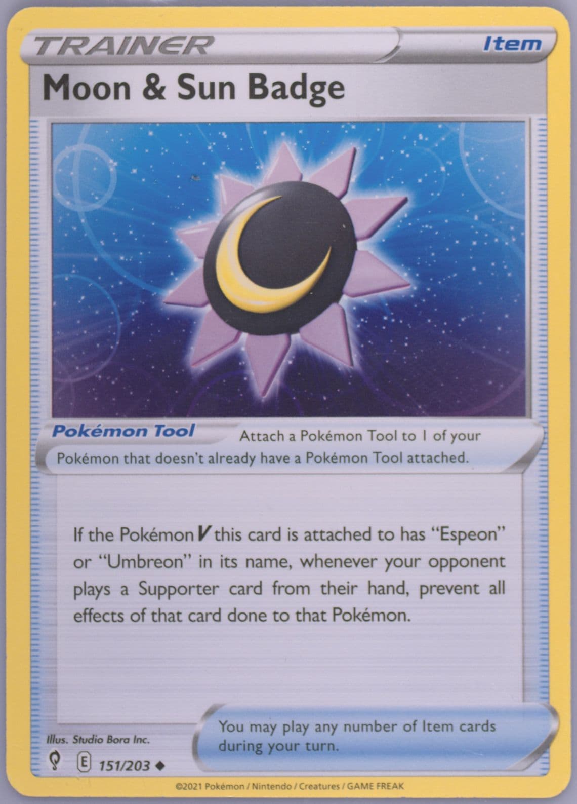 Moon & Sun Badge (151) 2021 Pokemon Sword & Shield Evolving Skies