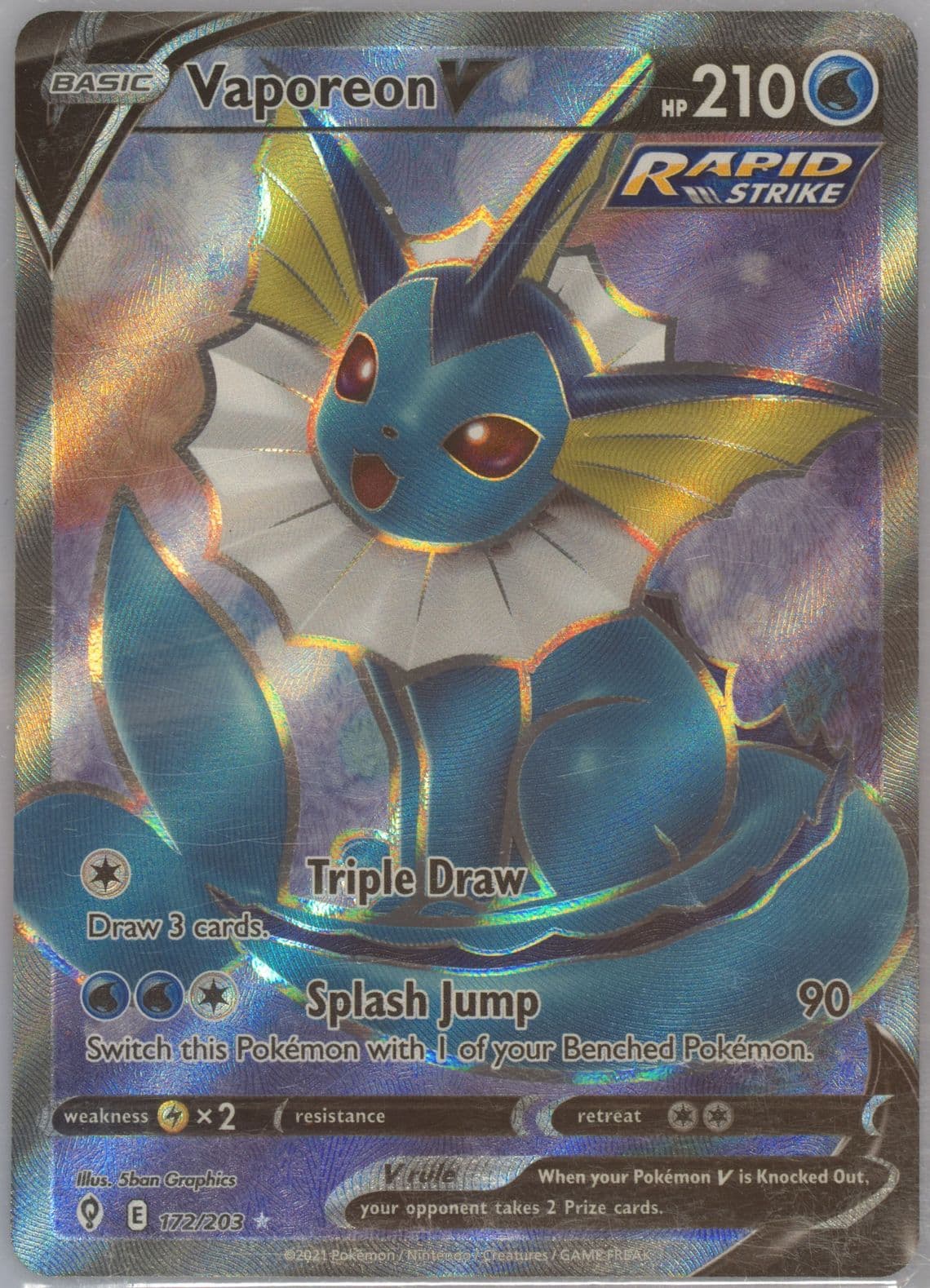Full Art/Vaporeon V (172) 2021 Pokemon Sword & Shield Evolving Skies