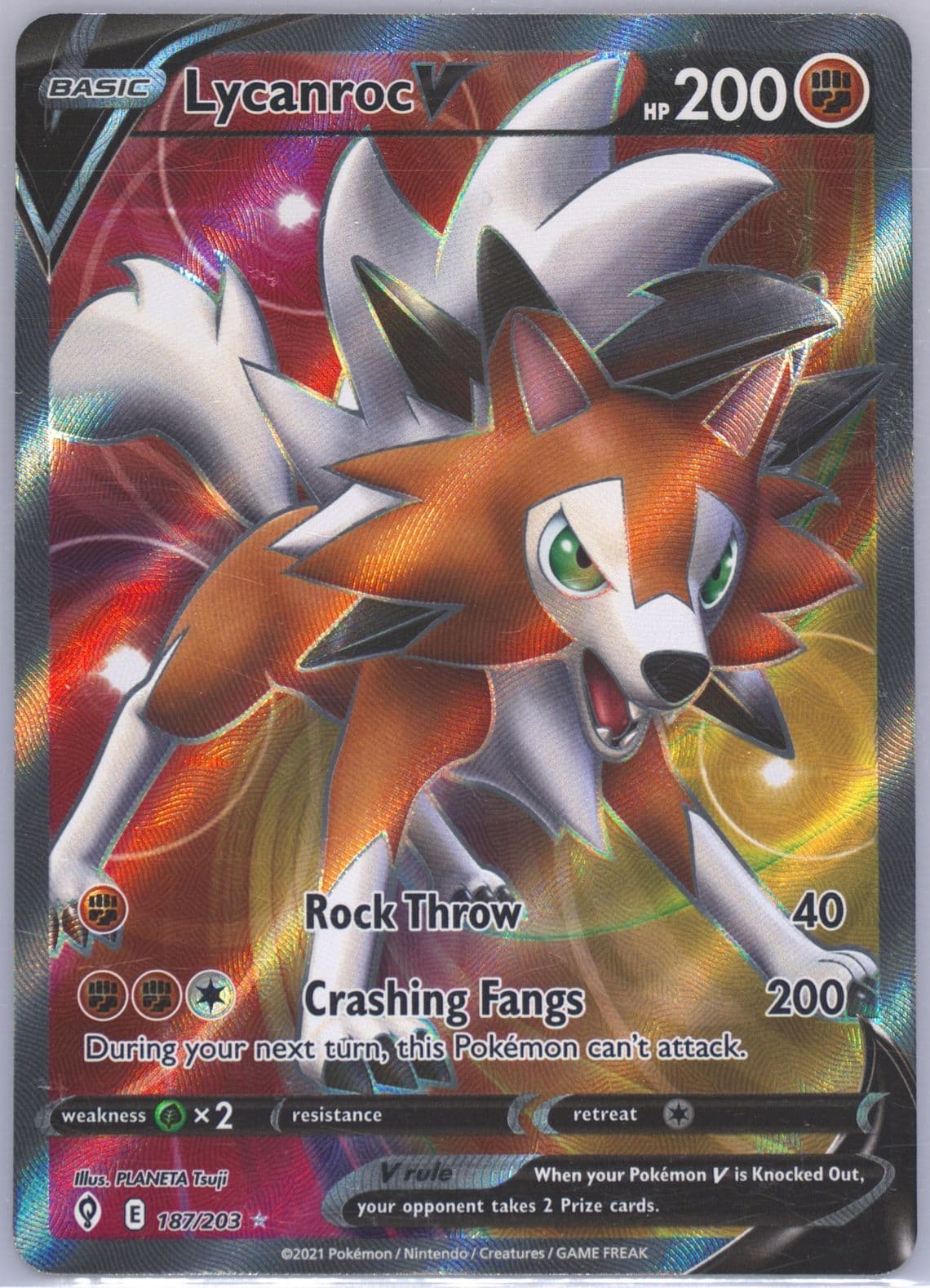 Full Art/Lycanroc V (187) 2021 Pokemon Sword & Shield Evolving Skies