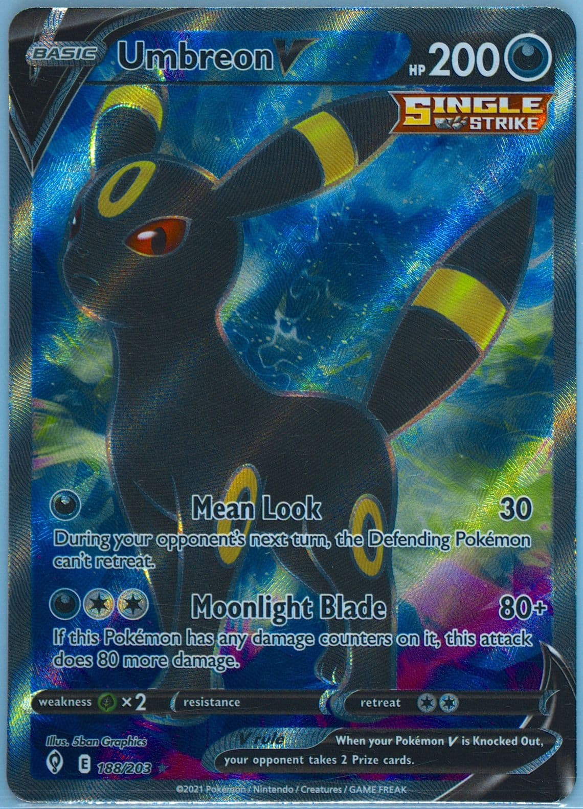 Full Art/Umbreon V (188) 2021 Pokemon Sword & Shield Evolving Skies