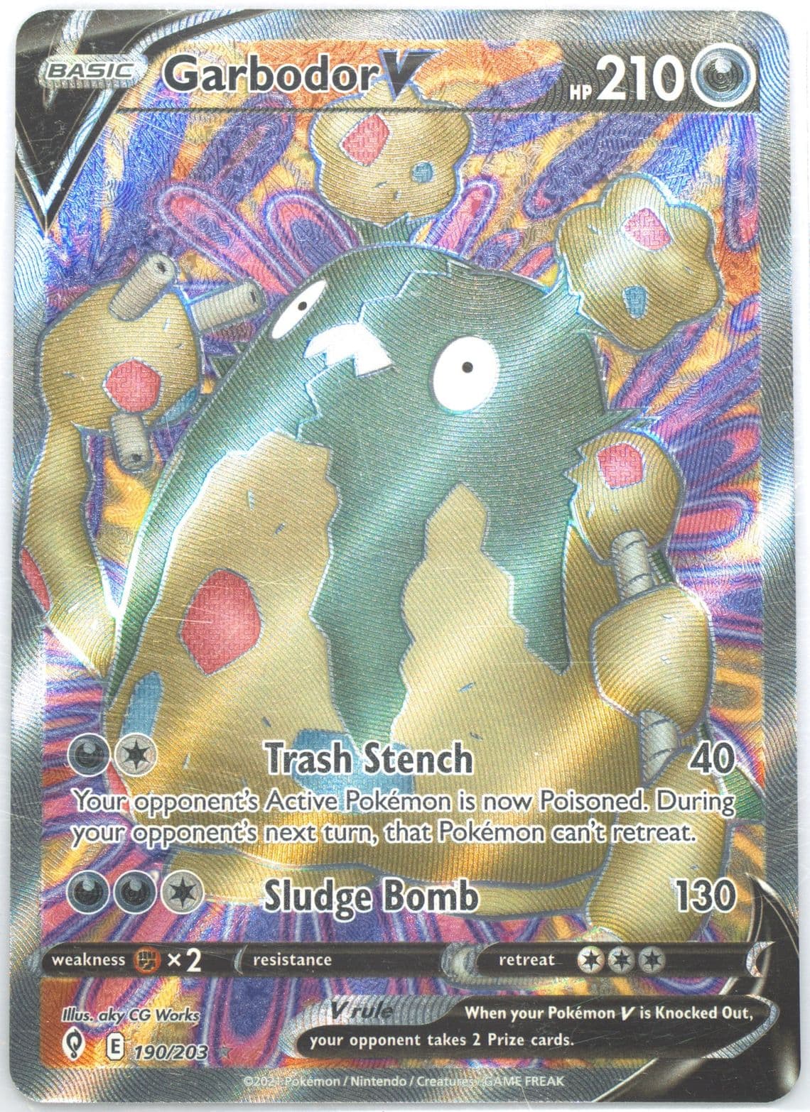 Full Art/Garbodor V (190) 2021 Pokemon Sword & Shield Evolving Skies