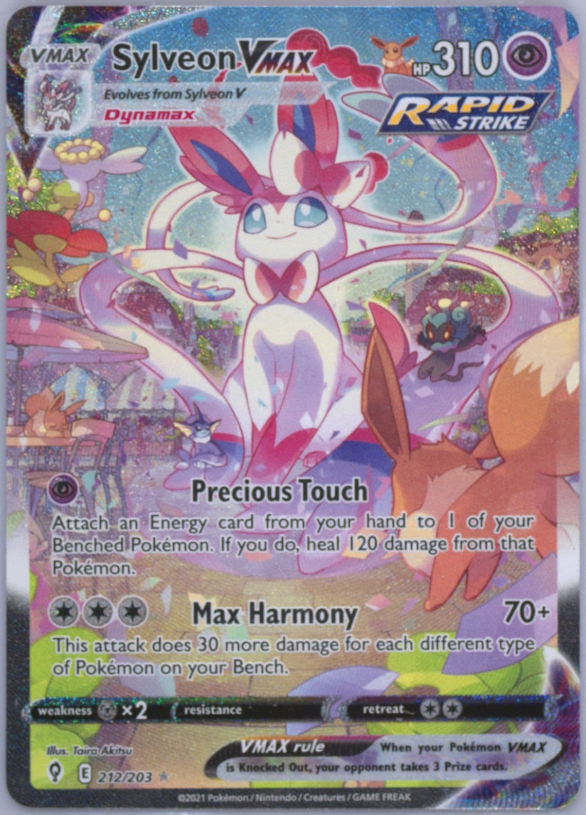 Full Art/Sylveon Vmax Secret (212) 2021 Pokemon Sword & Shield Evolving Skies