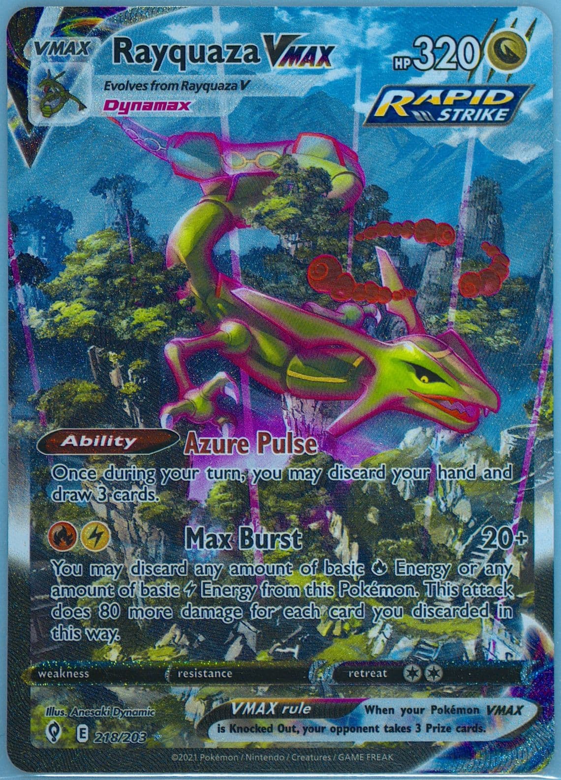 Full Art/Rayquaza Vmax Secret (218) 2021 Pokemon Sword & Shield Evolving Skies