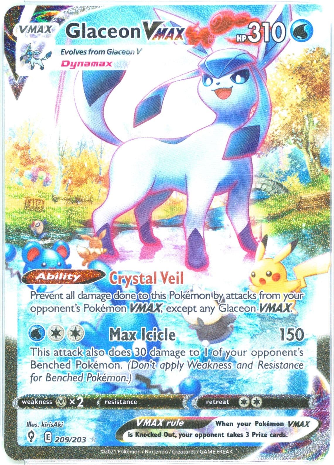 Full Art/Glaceon Vmax Secret (209) 2021 Pokemon Sword & Shield Evolving Skies