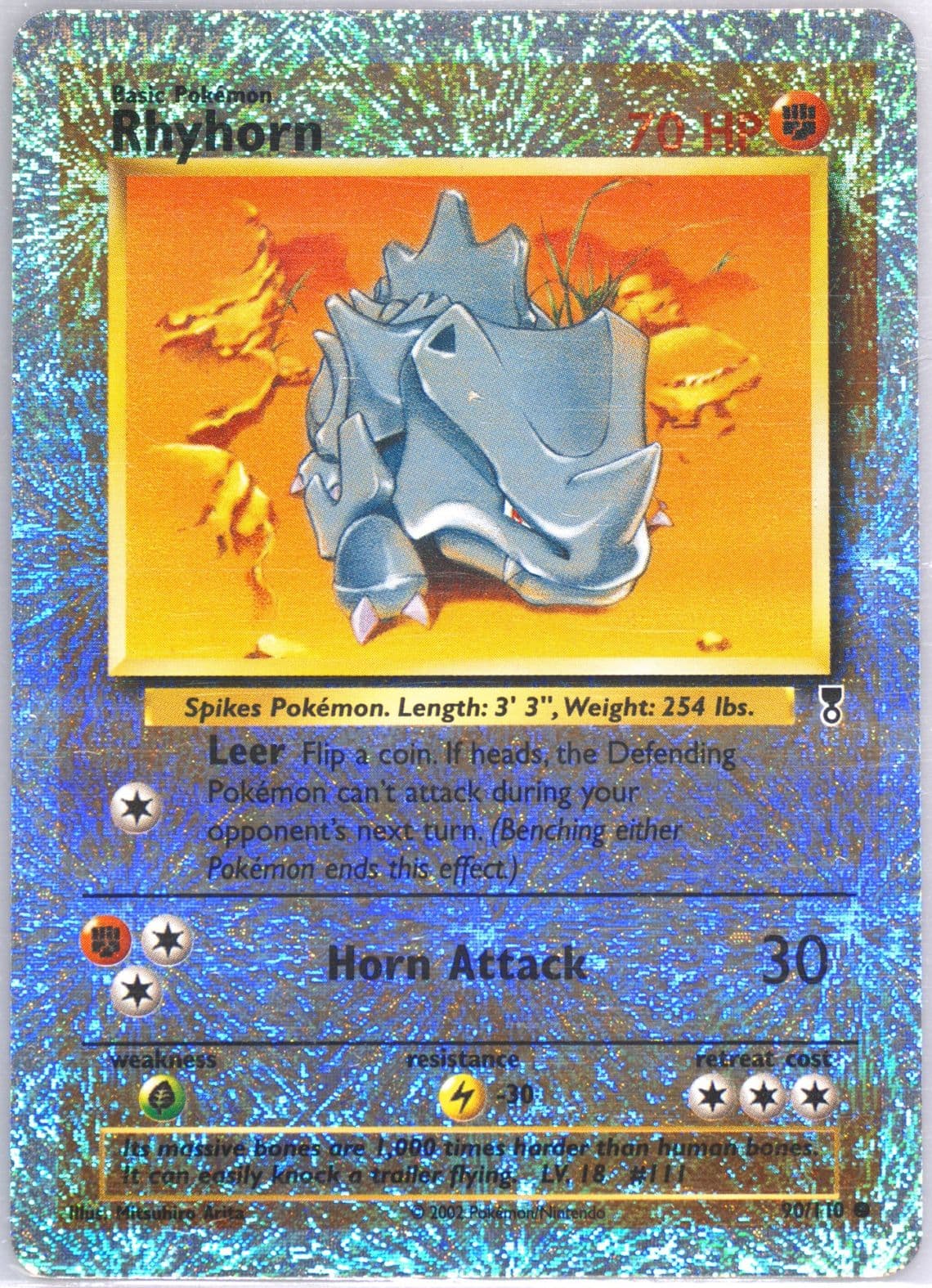 Rhyhorn-Reverse Foil (90) 2002 Pokemon Legendary Collection