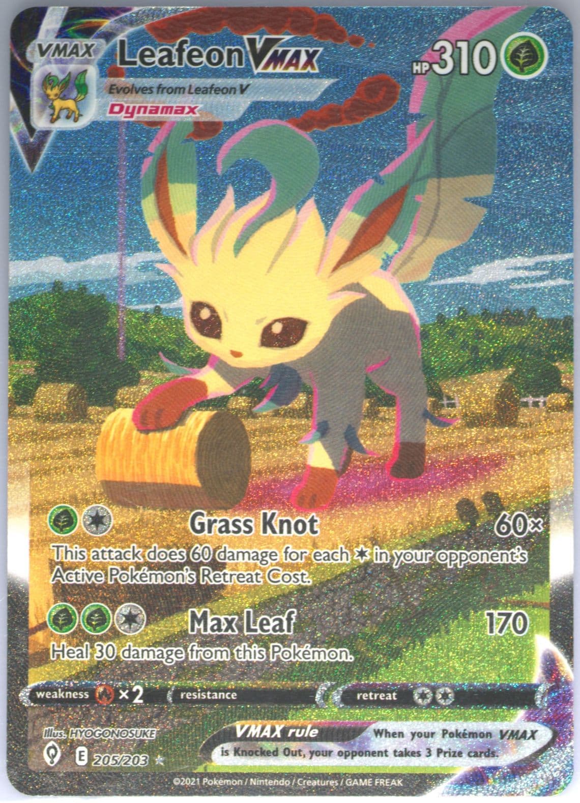 Full Art/Leafeon Vmax Secret (205) 2021 Pokemon Sword & Shield Evolving Skies