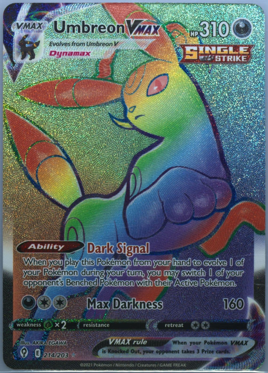 Full Art/Umbreon Vmax Secret (214) 2021 Pokemon Sword & Shield Evolving Skies