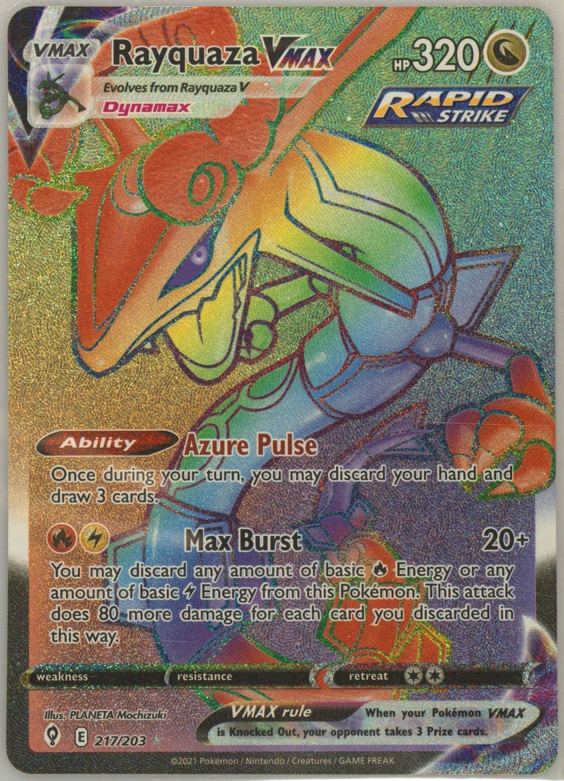 Full Art/Rayquaza Vmax Secret (217) 2021 Pokemon Sword & Shield Evolving Skies