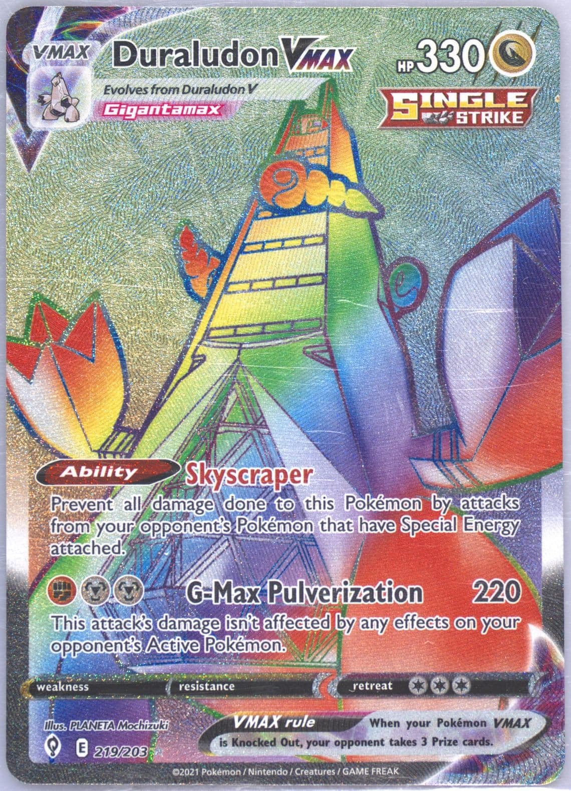 Full Art/Duraludon Vmax Secret (219) 2021 Pokemon Sword & Shield Evolving Skies