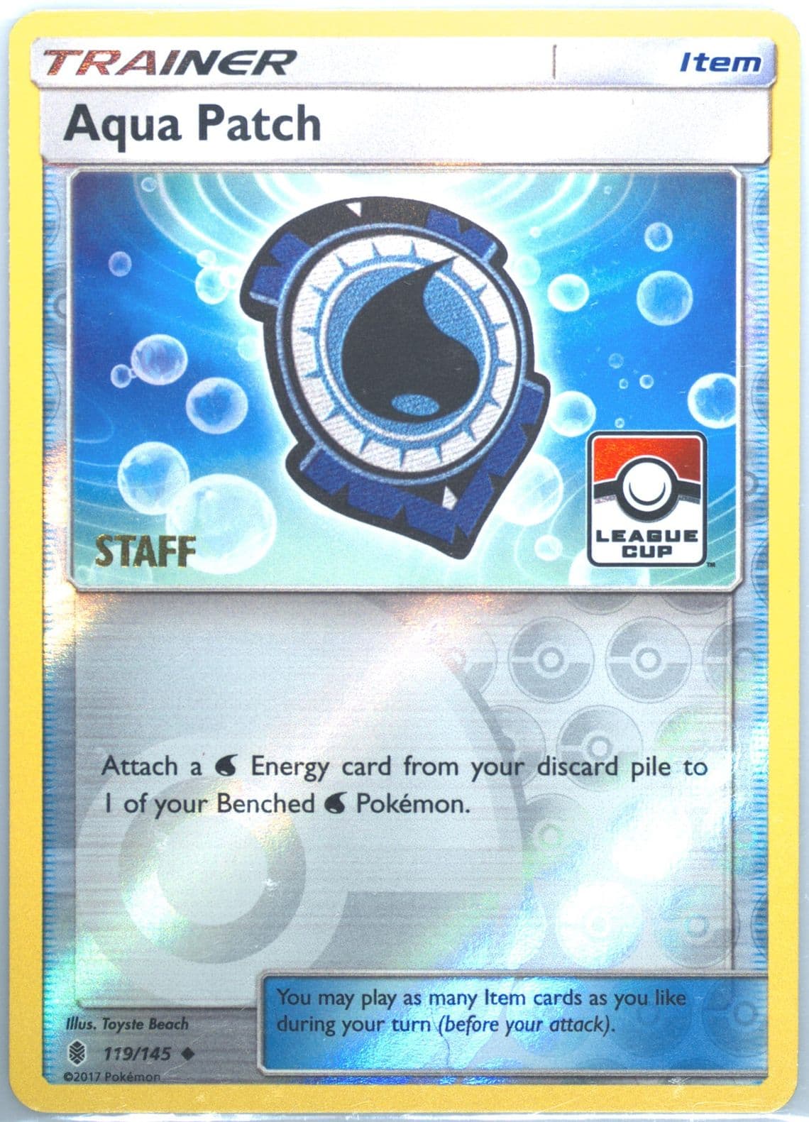 Aqua Patch-Reverse Foil League Cup-Staff (119) 2017 Pokemon Sun & Moon Guardians Rising