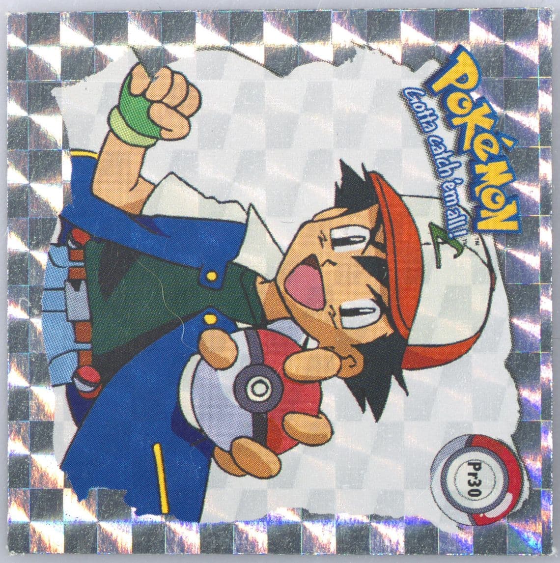 Ash (PR30) 1999 Pokemon Stickers Series 1 Bonus Prism Stickers