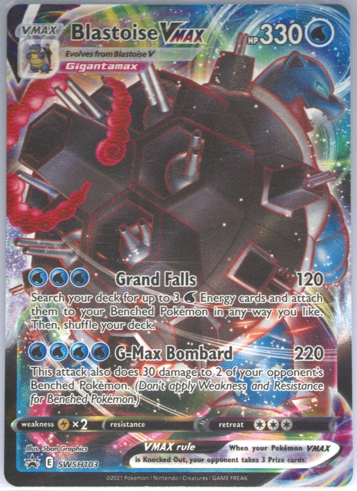 Full Art/Blastoise Vmax Blastoise Vmax Battle Box-Jumbo (103) 2021 Pokemon Swsh Black Star Promo