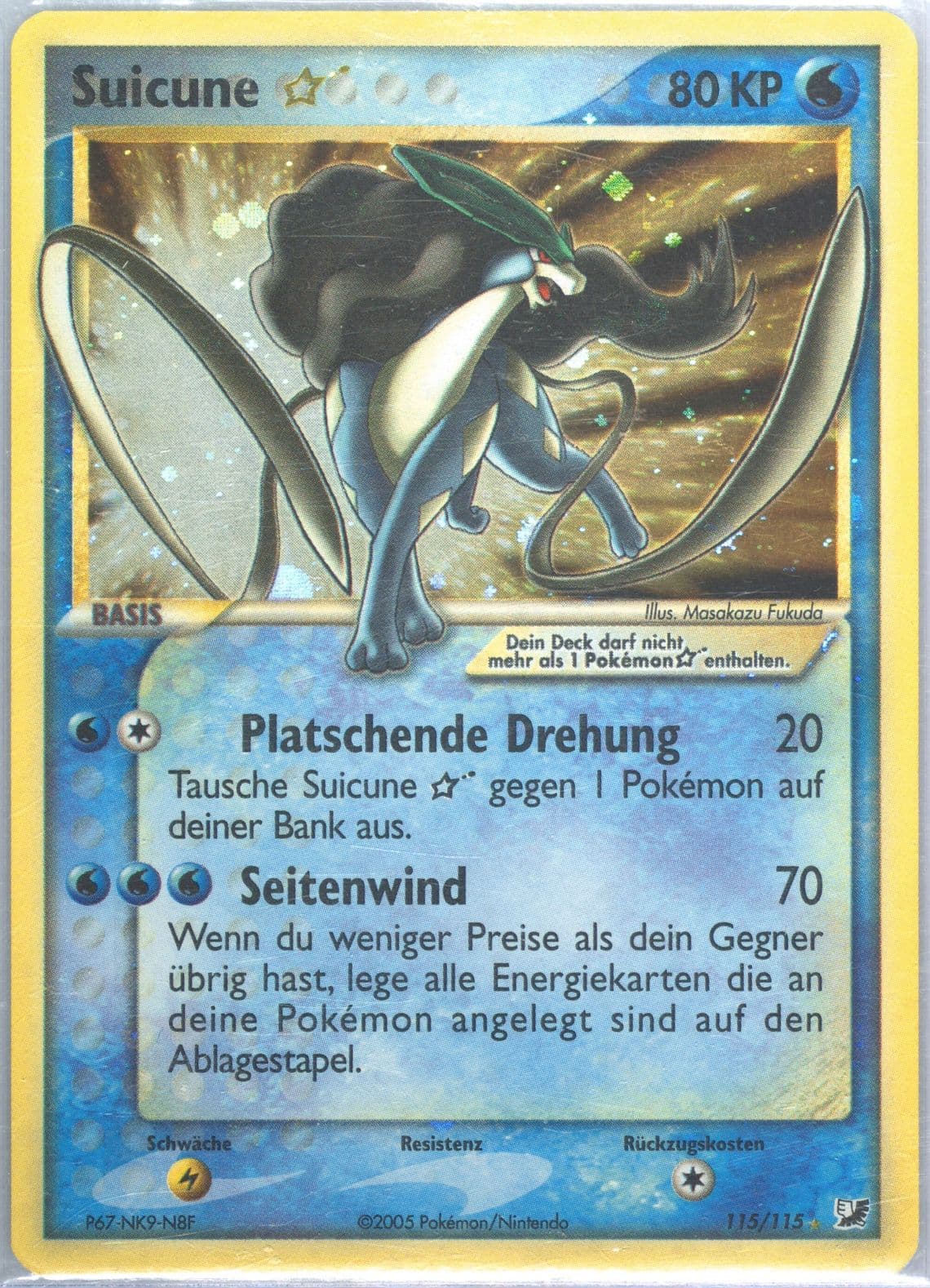 Suicune-Holo Gold Star-German (115) 2005 Pokemon EX Unseen Forces