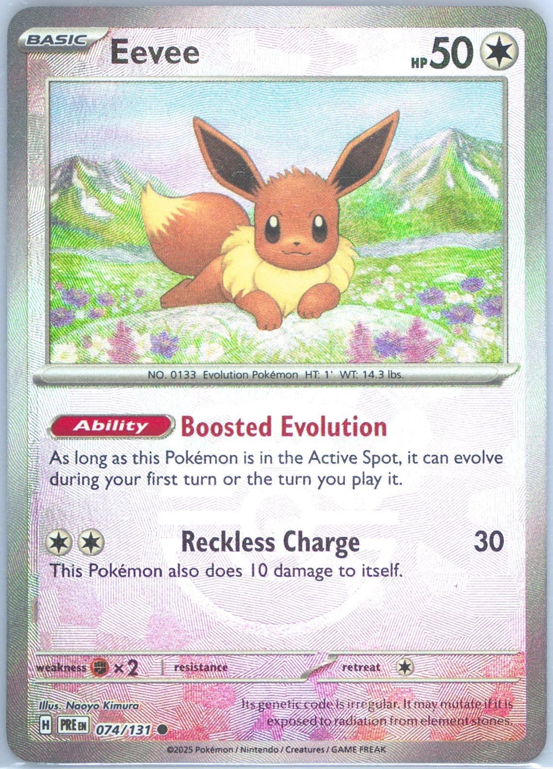 Eevee Master Ball Reverse Holo (074) 2025 Pokemon Pre EN-Prismatic Evolutions