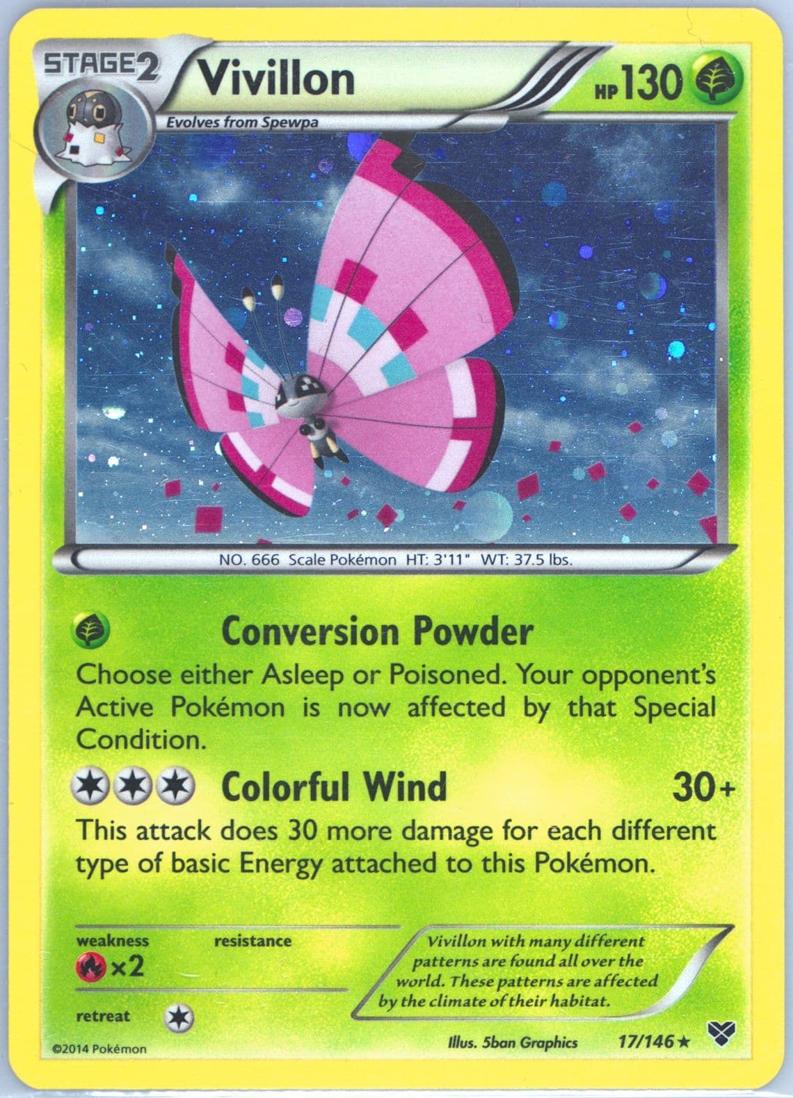 Vivillon-Holo Meadow-Cosmos (17) 2014 Pokemon XY