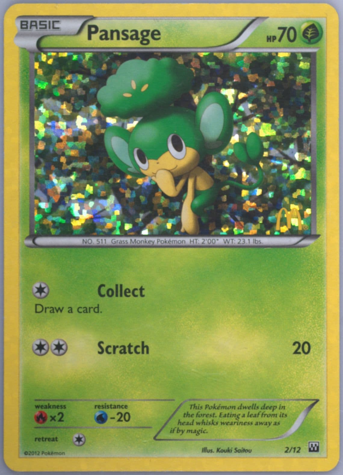 Pansage-Holo (2) 2012 Pokemon McDonald's Collection