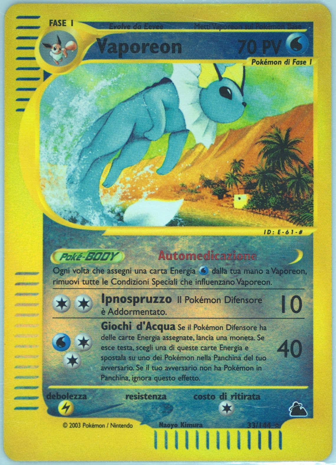 Vaporeon-Reverse Foil Italian (33) 2003 Pokemon Skyridge