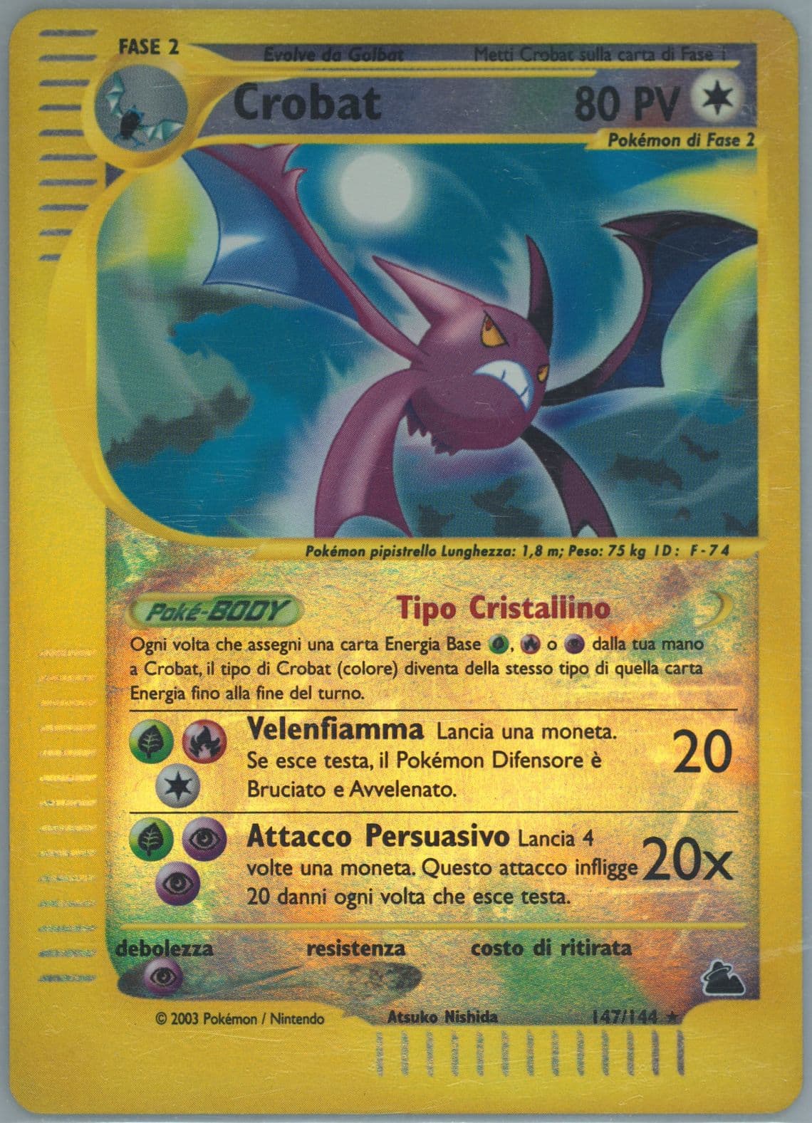 Crobat-Reverse Foil Italian (147) 2003 Pokemon Skyridge