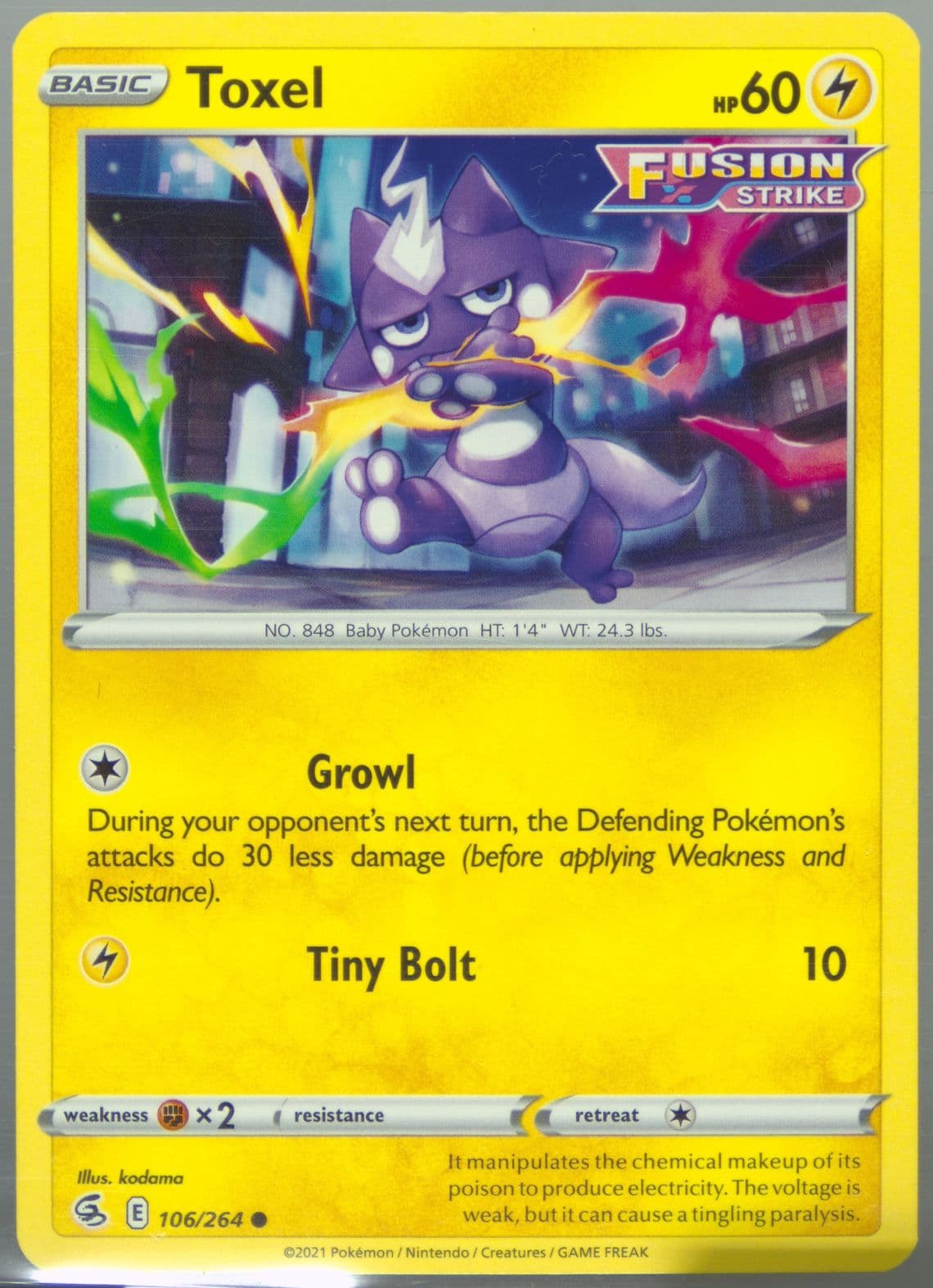 Toxel (106) 2021 Pokemon Sword & Shield Fusion Strike