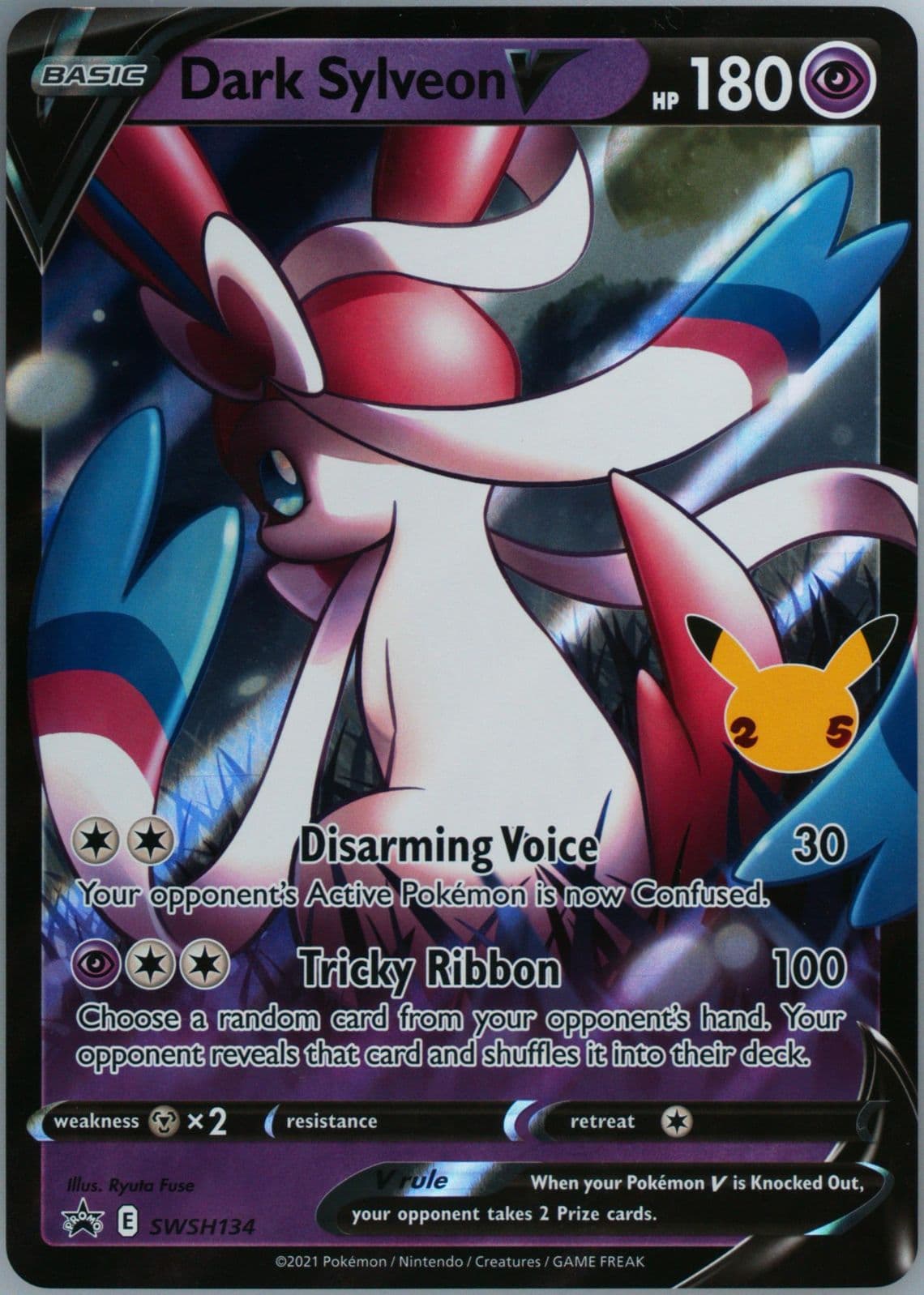 Dark Sylveon V Celebrations Collection-Jumbo (134) 2021 Pokemon Swsh Black Star Promo