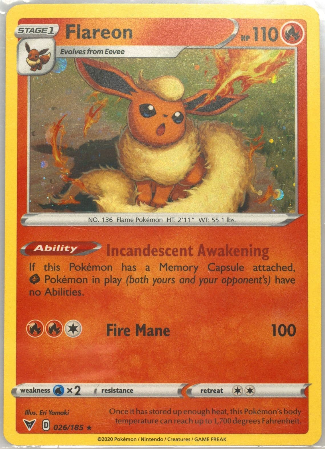 Flareon-Holo 2021 Collector Chest (026) 2020 Pokemon Sword & Shield Vivid Voltage