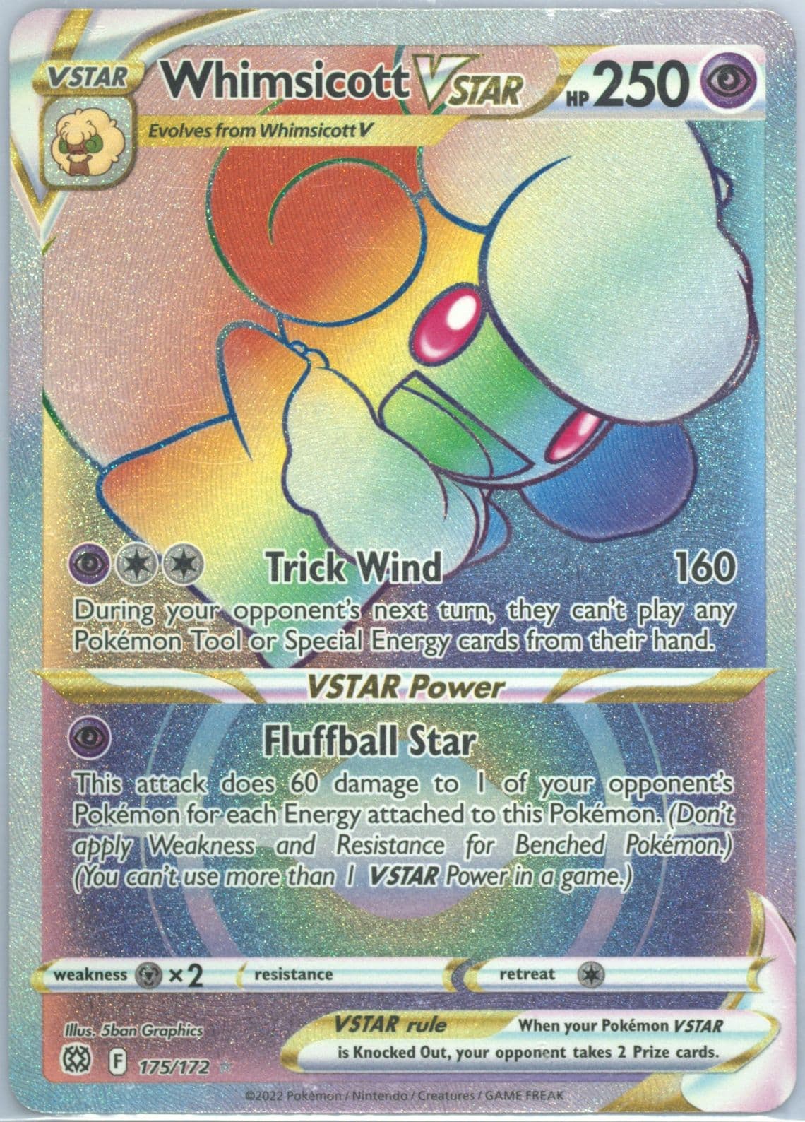 Full Art/Whimsicott Vstar Secret (175) 2022 Pokemon Sword & Shield Brilliant Stars