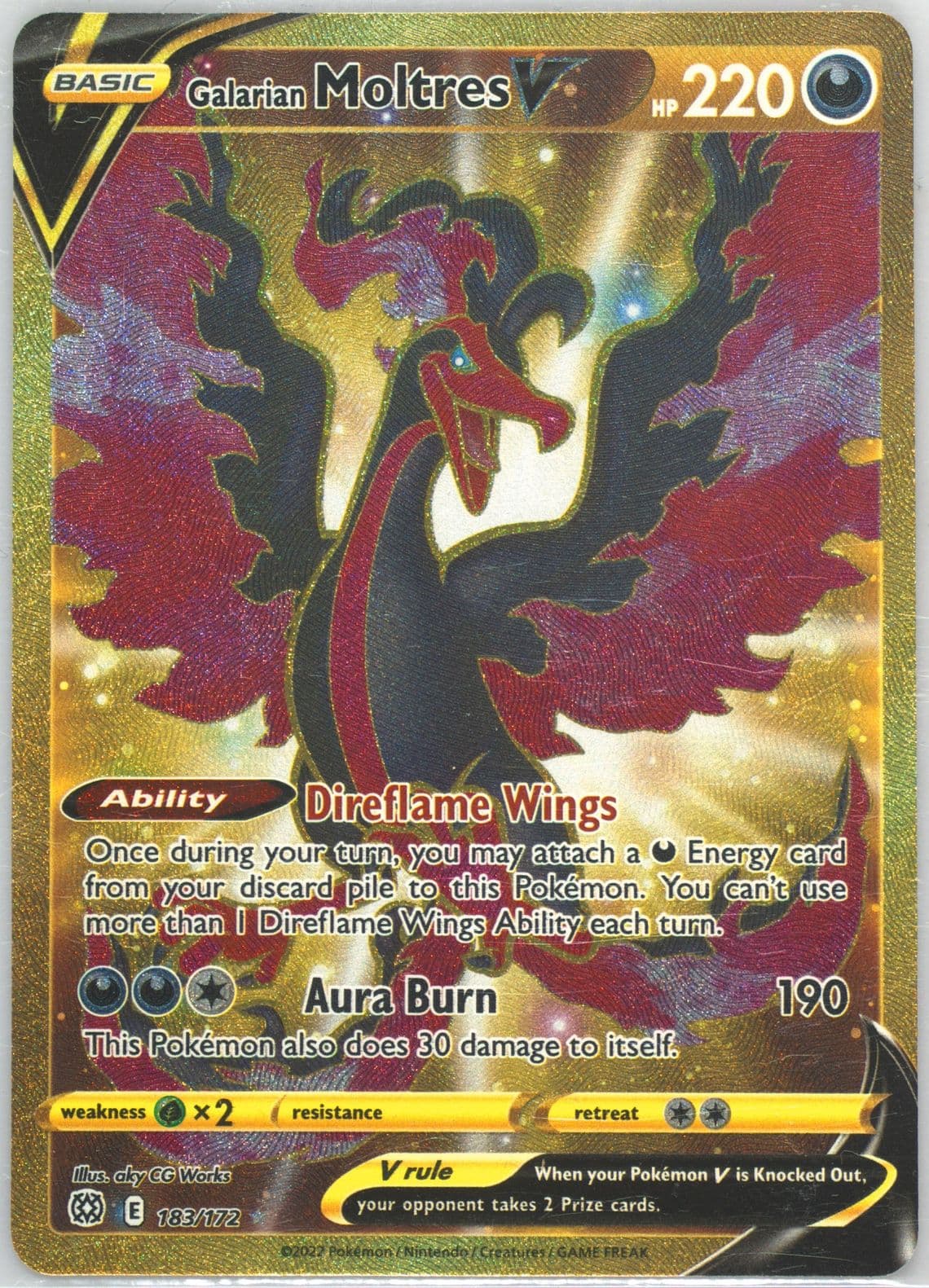 Full Art/Galarian Moltres V Secret (183) 2022 Pokemon Sword & Shield Brilliant Stars