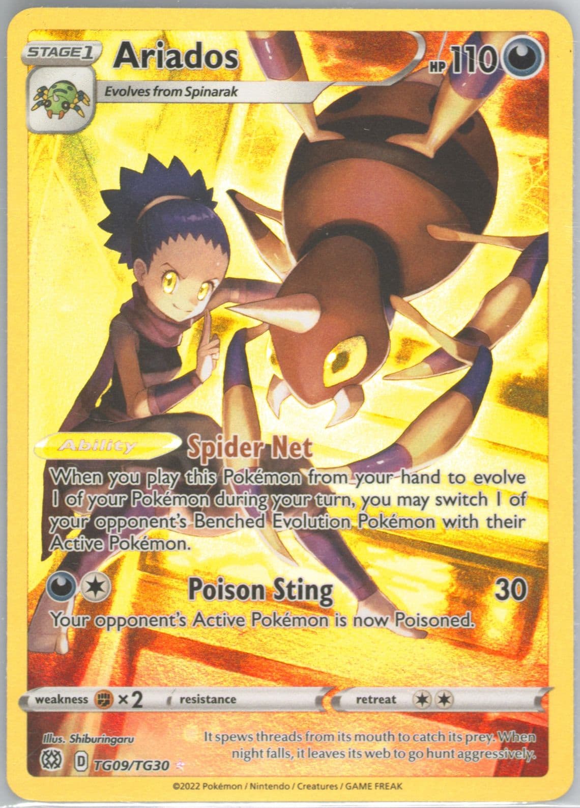 Full Art/Ariados (TG09) 2022 Pokemon Sword & Shield Brilliant Stars