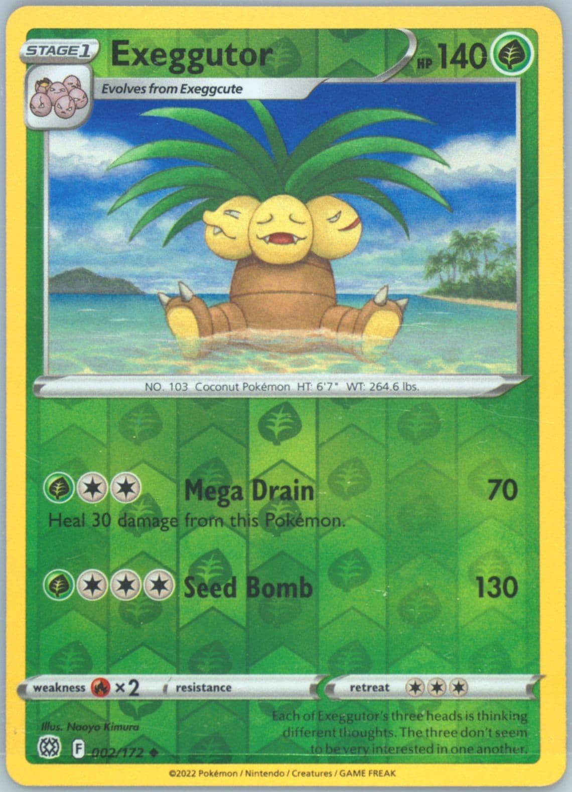 Exeggutor-Reverse Foil (002) 2022 Pokemon Sword & Shield Brilliant Stars
