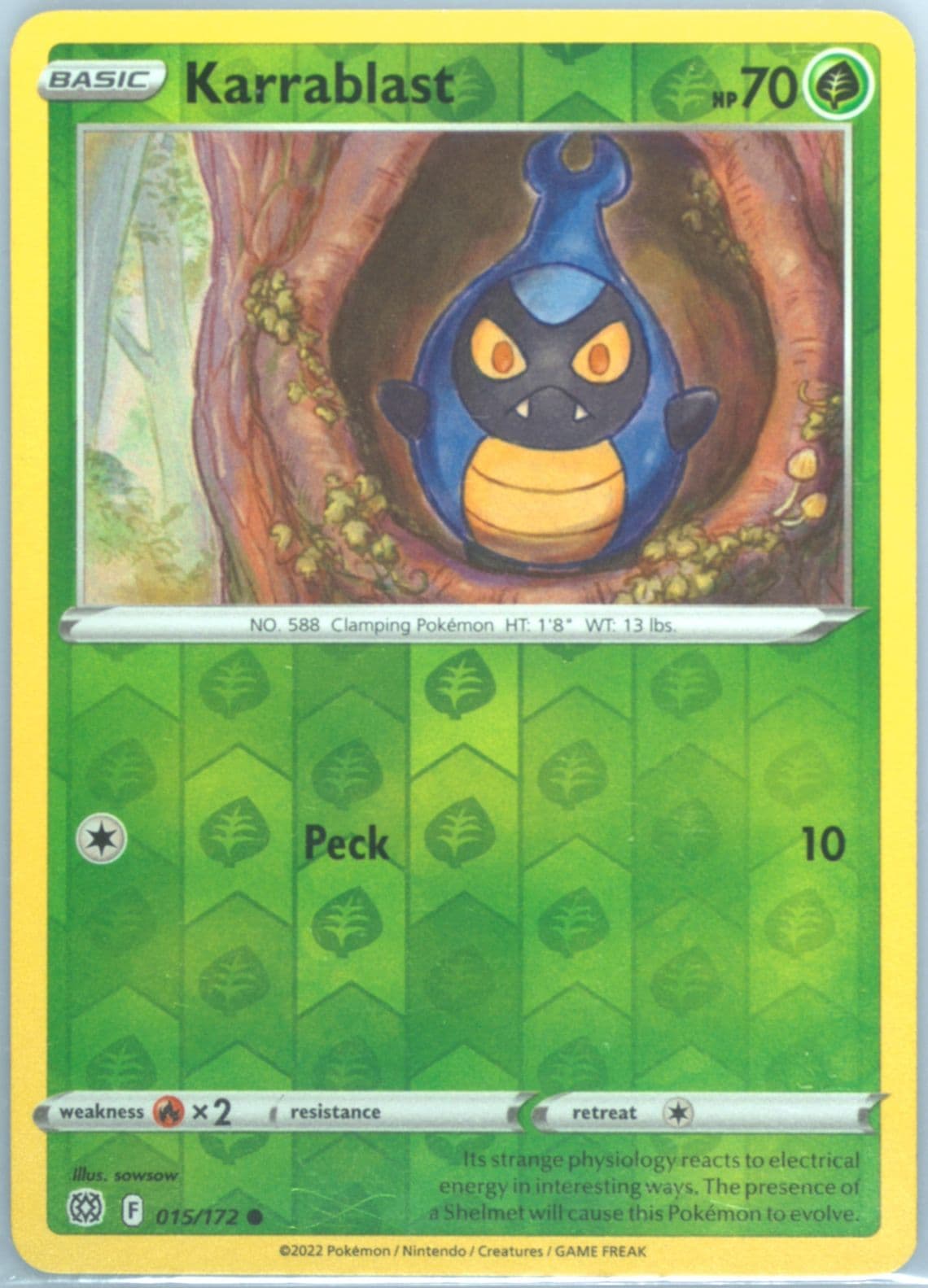 Karrablast-Reverse Foil (015) 2022 Pokemon Sword & Shield Brilliant Stars