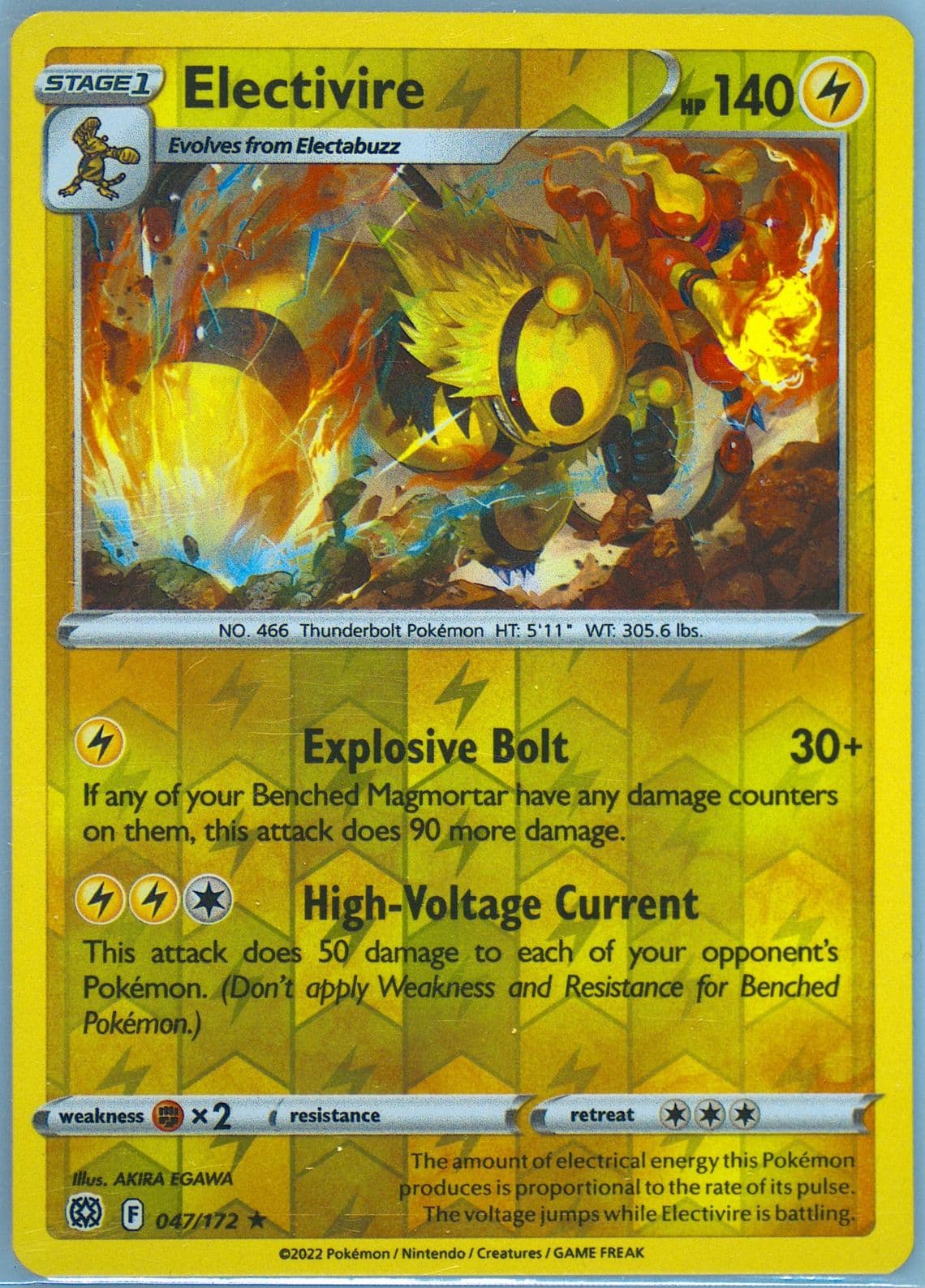 Electivire-Reverse Foil (047) 2022 Pokemon Sword & Shield Brilliant Stars