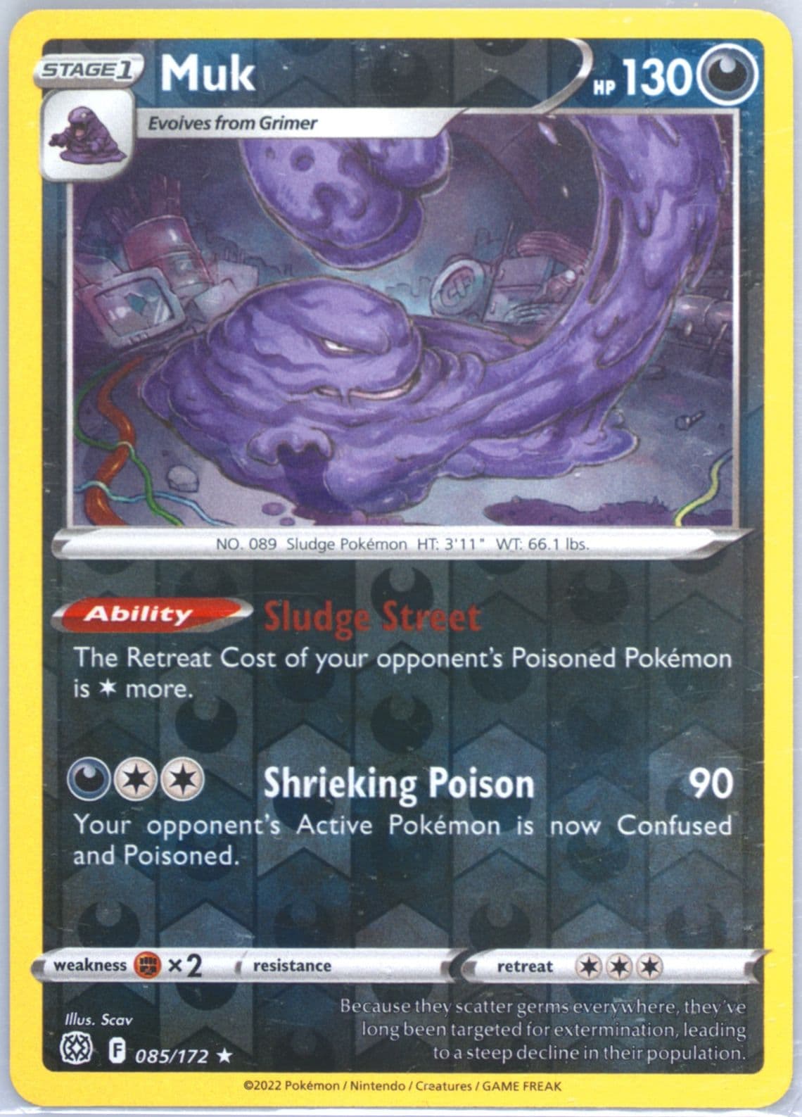 Muk-Reverse Foil (085) 2022 Pokemon Sword & Shield Brilliant Stars