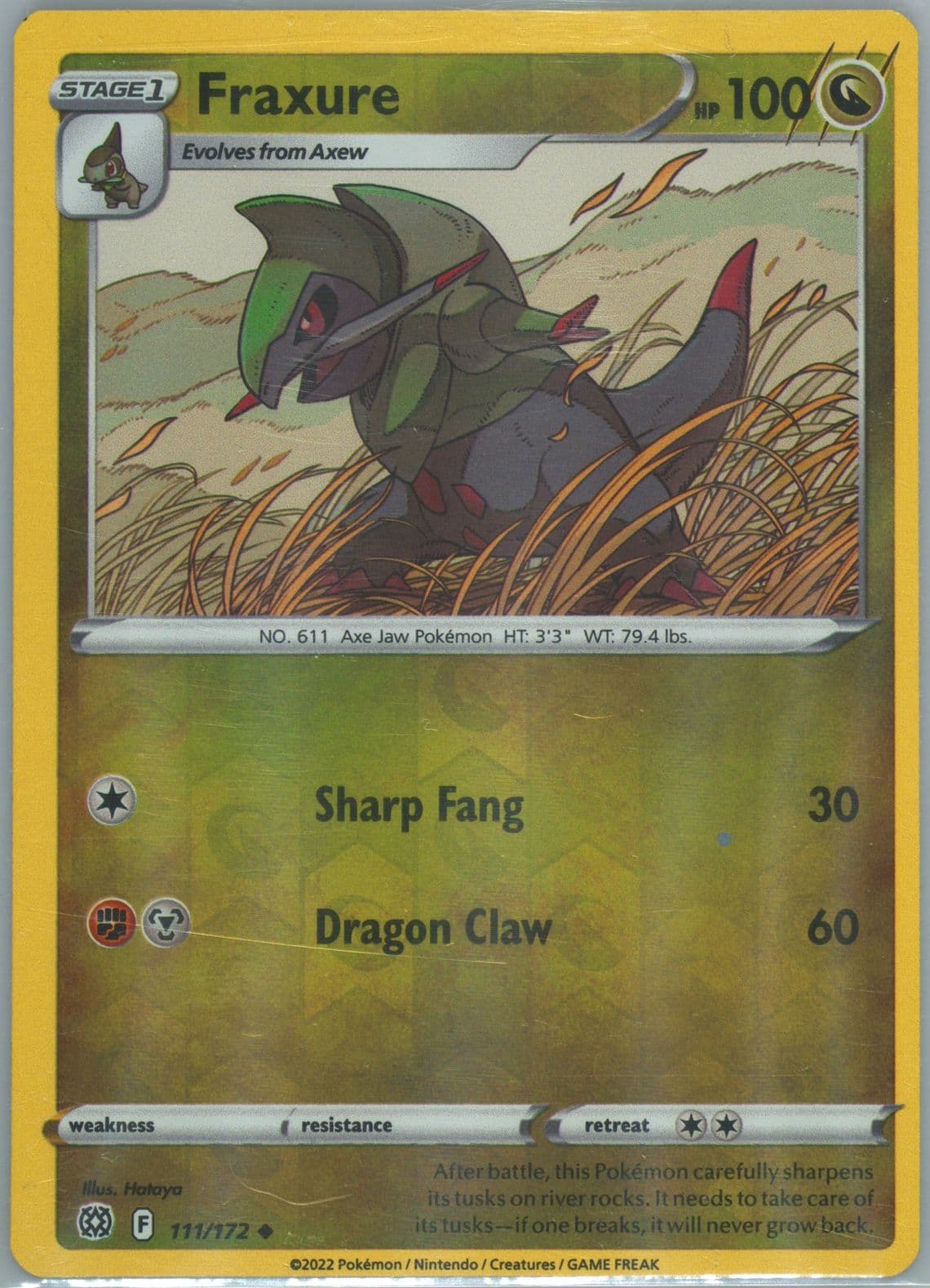 Fraxure-Reverse Foil (111) 2022 Pokemon Sword & Shield Brilliant Stars