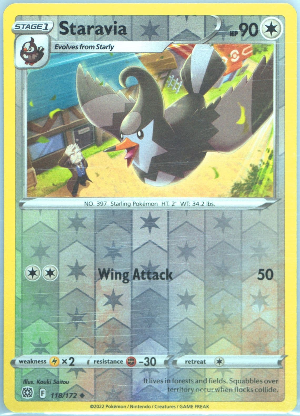 Staravia-Reverse Foil (118) 2022 Pokemon Sword & Shield Brilliant Stars