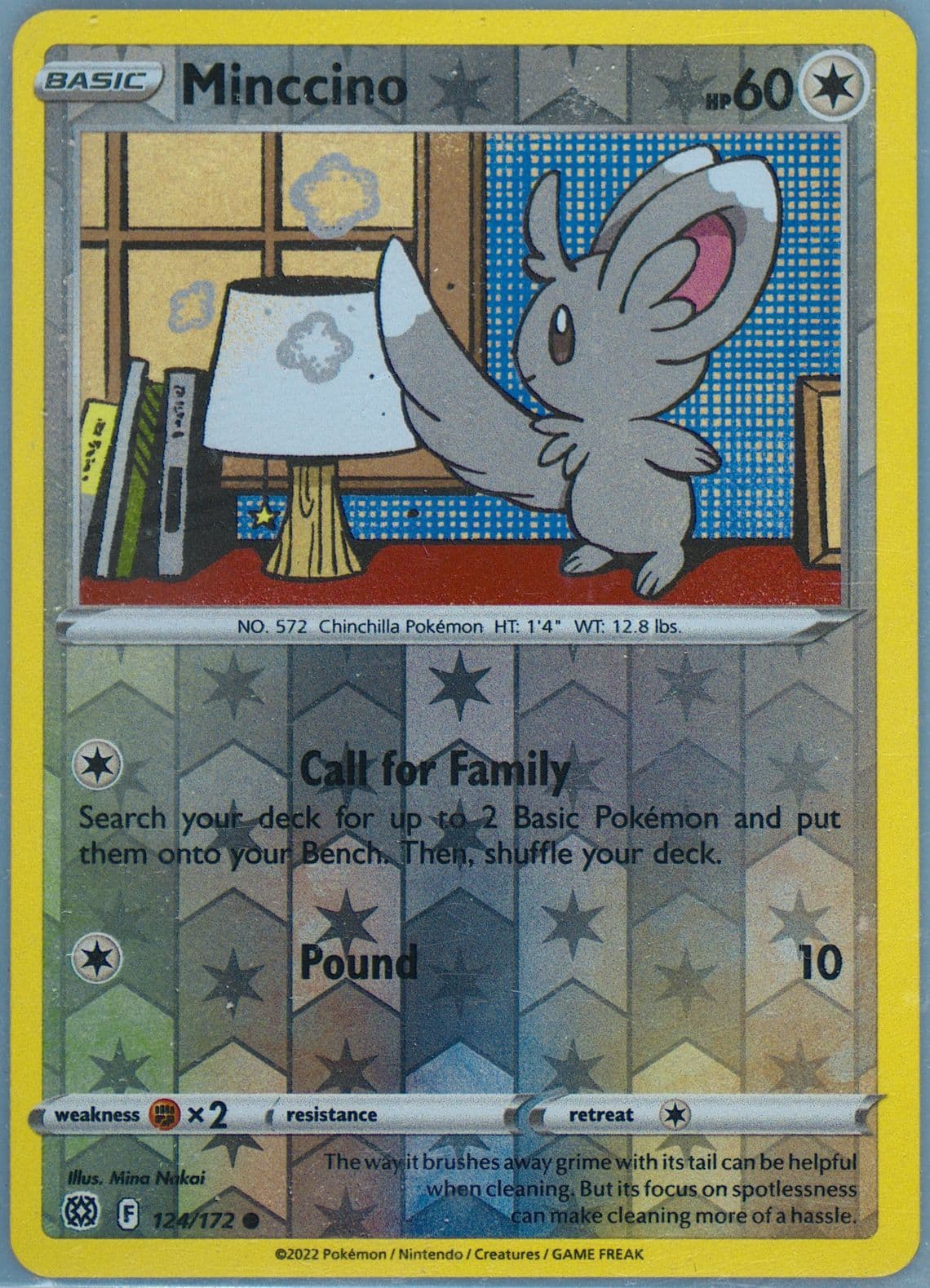 Minccino-Reverse Foil (124) 2022 Pokemon Sword & Shield Brilliant Stars