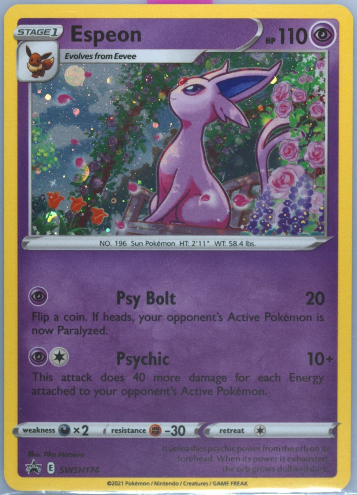 Espeon-Holo Fusion Strike Three Pack Blisters (174) 2021 Pokemon Swsh Black Star Promo