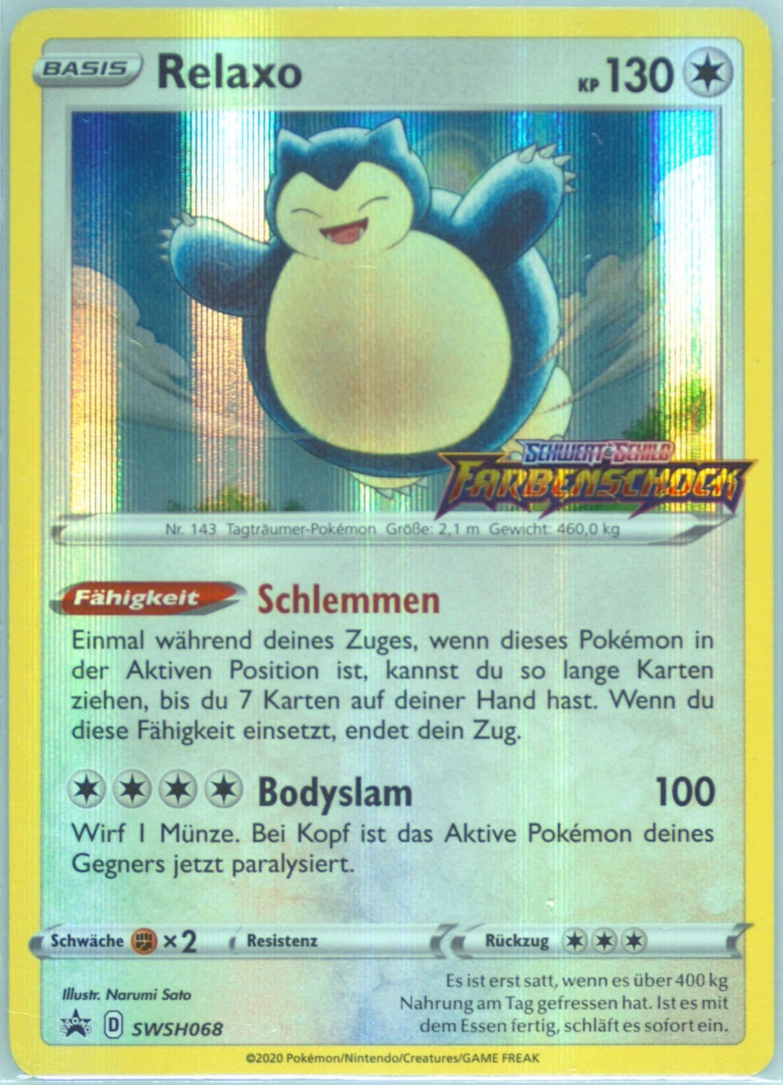 Relaxo-Holo Prerelease-German (068) 2020 Pokemon Swsh Black Star Promo