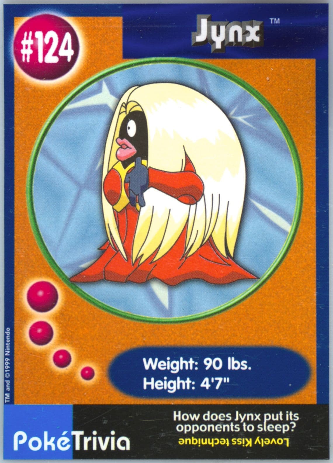Jynx (124) 1999 Pokemon Burger King