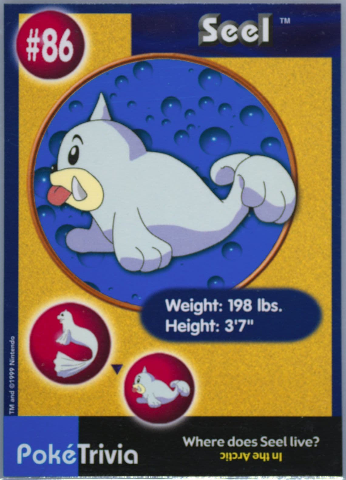 Seel (86) 1999 Pokemon Burger King