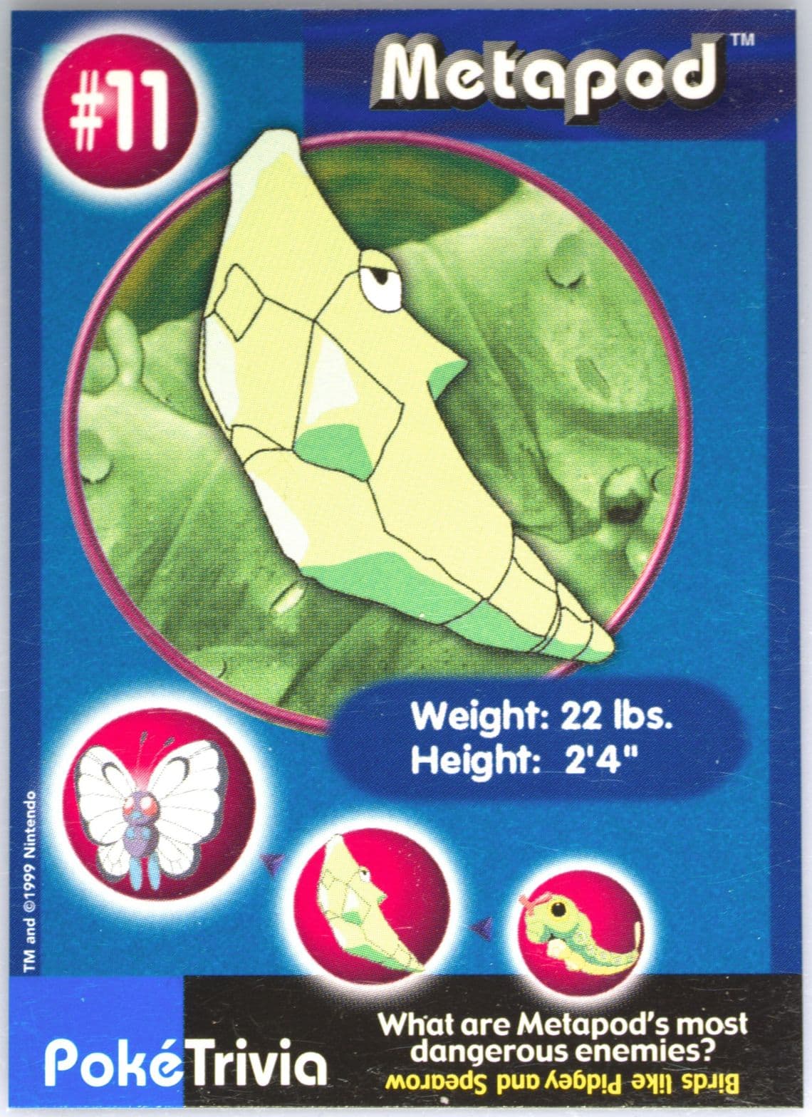 Metapod (11) 1999 Pokemon Burger King