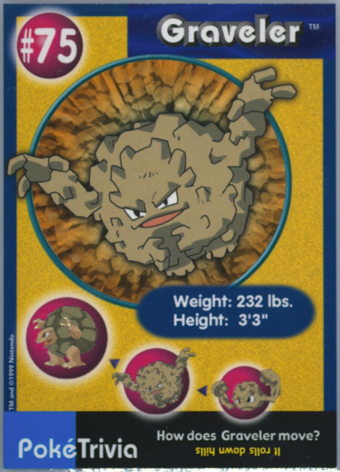 Graveler (75) 1999 Pokemon Burger King