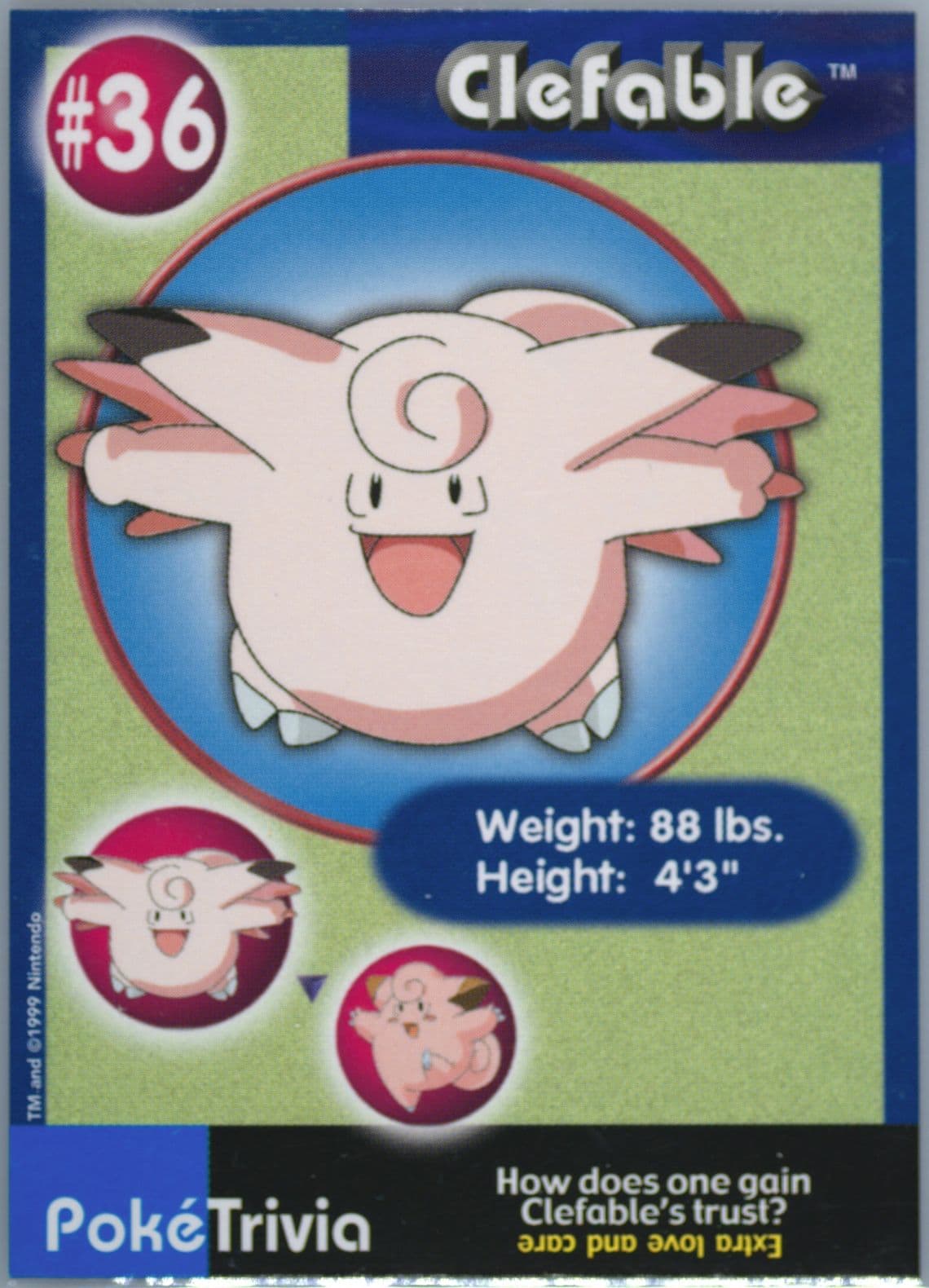 Clefable (36) 1999 Pokemon Burger King