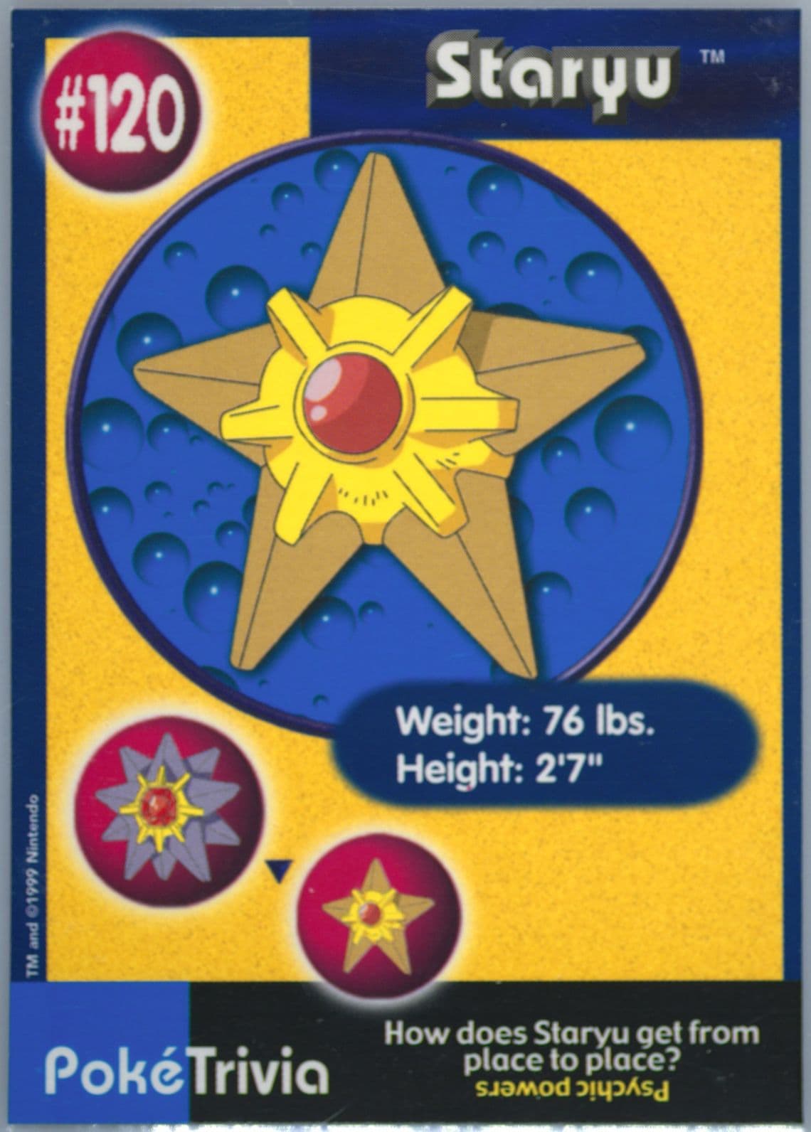 Staryu (120) 1999 Pokemon Burger King