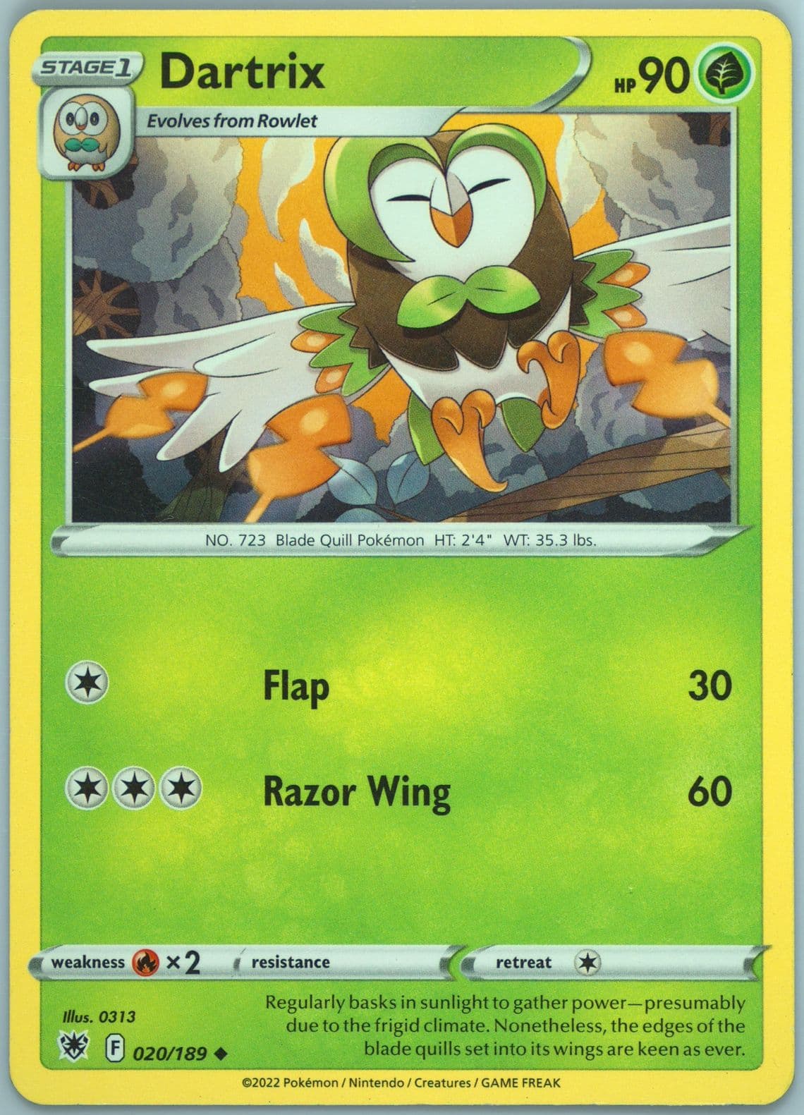 Dartrix (020) 2022 Pokemon Sword & Shield Astral Radiance