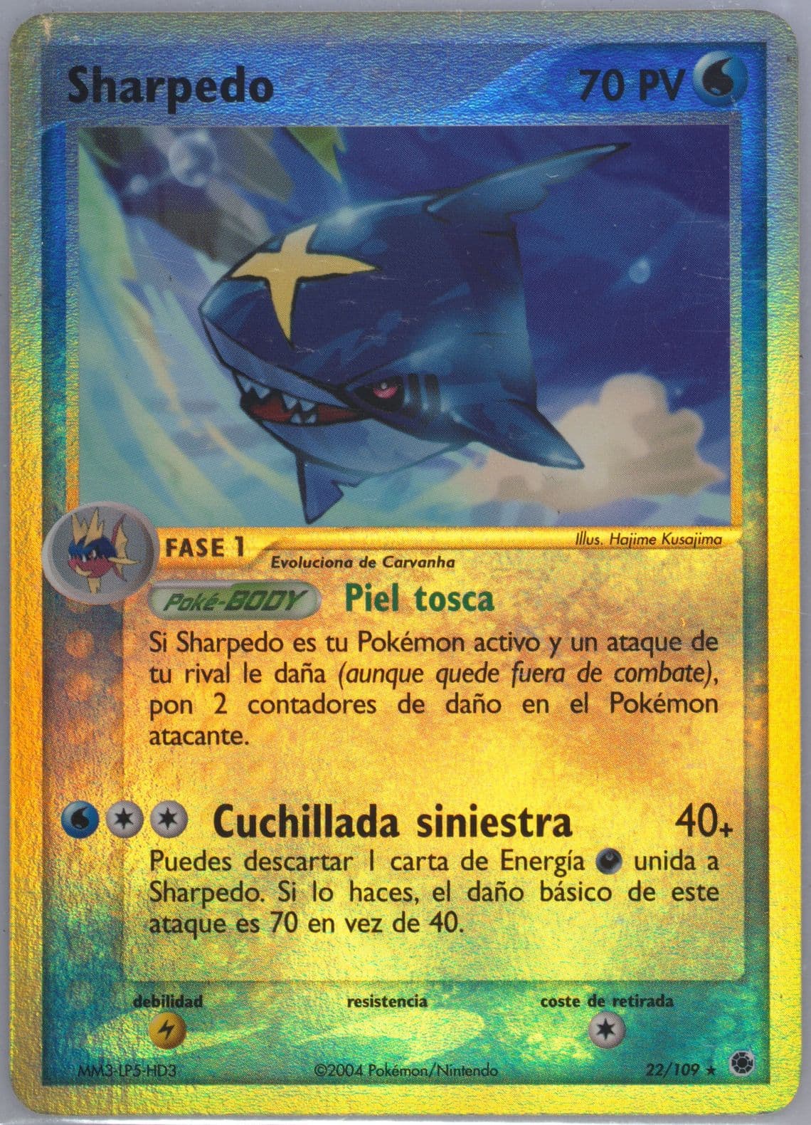 Sharpedo-Reverse Foil (22) 2004 Pokemon Spanish EX Ruby & Sapphire